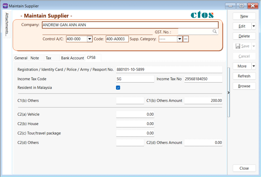 SQL Account Print CP107D - Step 1