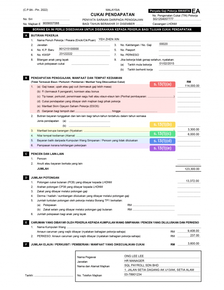 Latest 2022 EA Form Download Now LHDN Certified Payroll Software