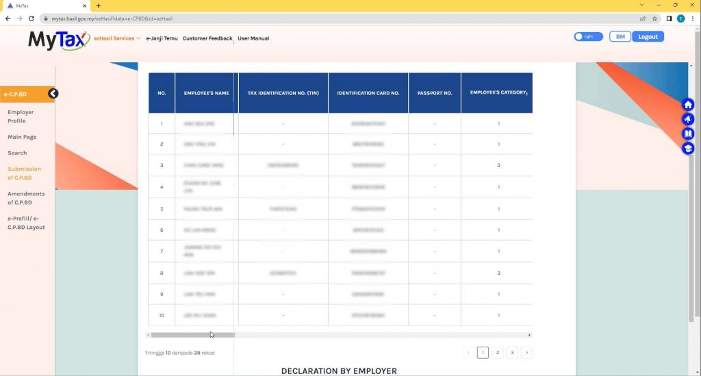 How to submit Borang E / CP8D - Method 1 - Step 4 - SQL Payroll