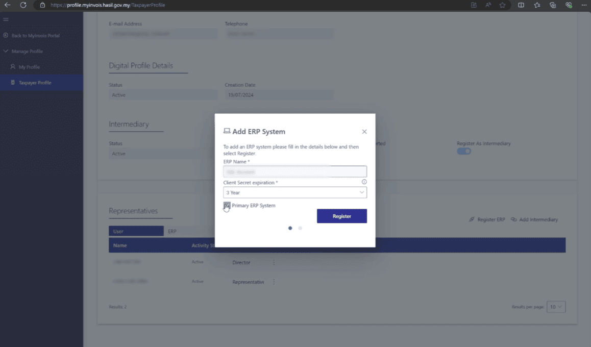 Register ERP for Accounting Software on MyInvois Portal - Step 3b