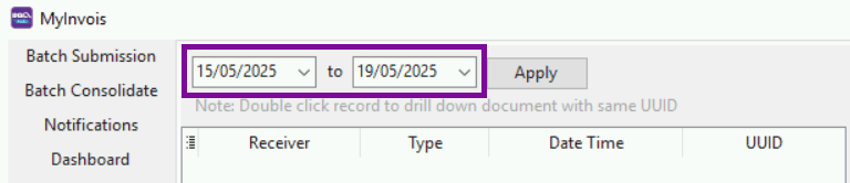 E-Invoice Notifications Features - Data Filtering