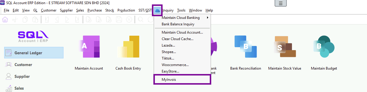 Access E-Invoice Dashboard - Step 1