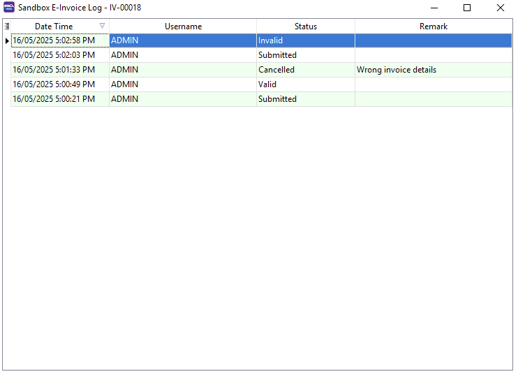 Check E-Invoice Submission Log - Step 2