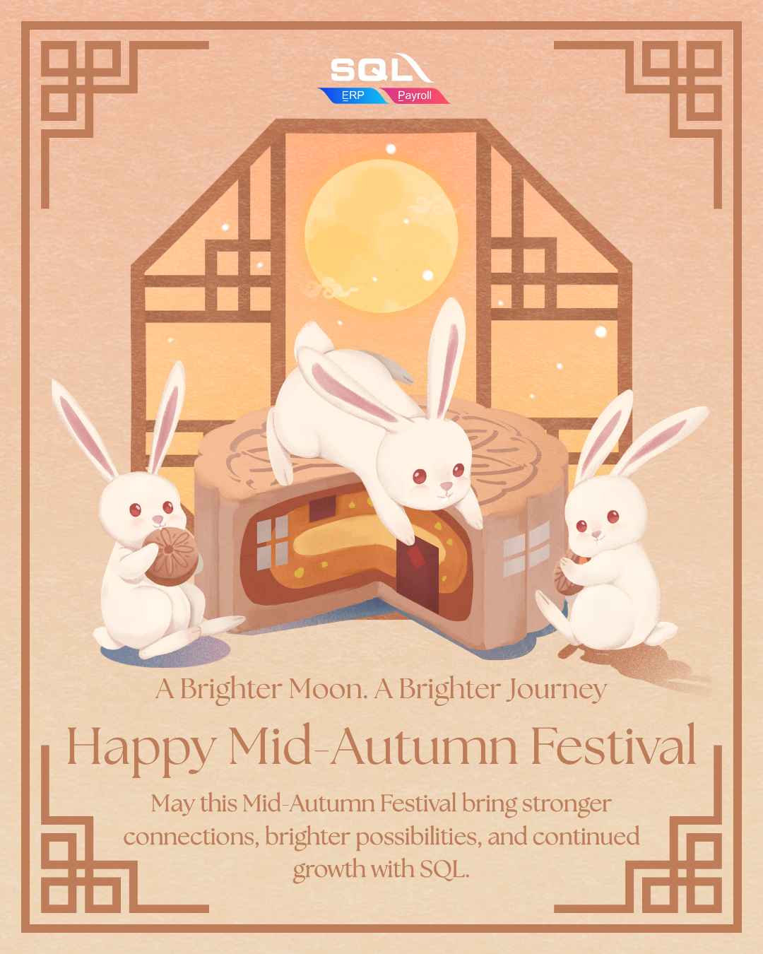 Brown Illustrative Mid-Autumn Festival Greeting Instagram Poster